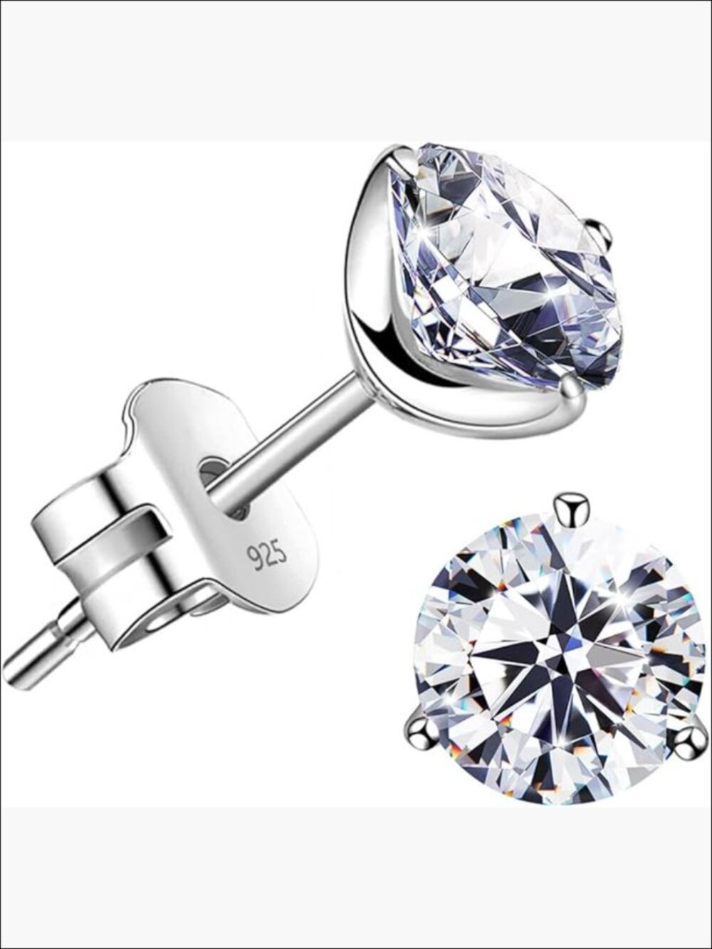 18K Gold Plated Sterling Silver Cubic Zirconia Stud Earrings